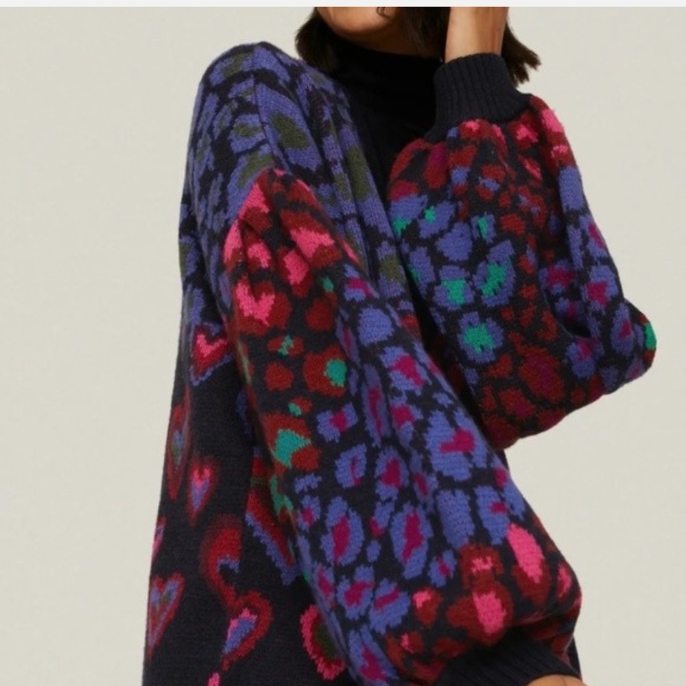 Colorful Heart Patterned Women's Sweater - Picture 4 of 15